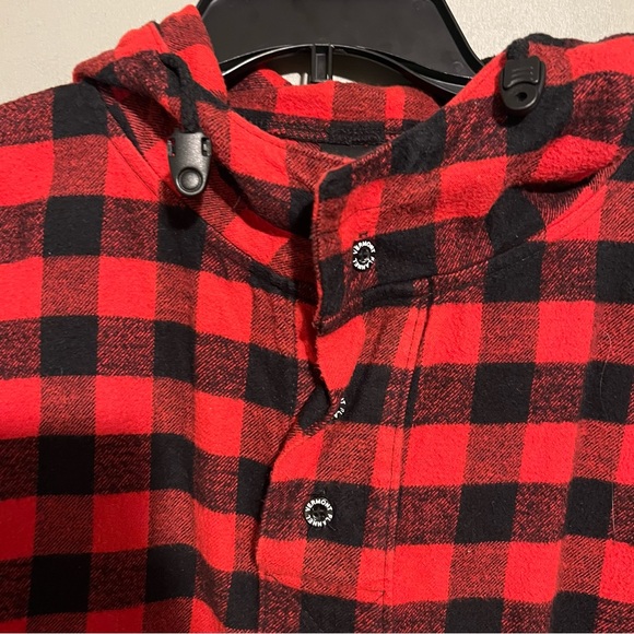 The Vermont Flannel Co. Hooded Red & Black Plaid Unisex Pullover XS-M - Picture 2 of 5